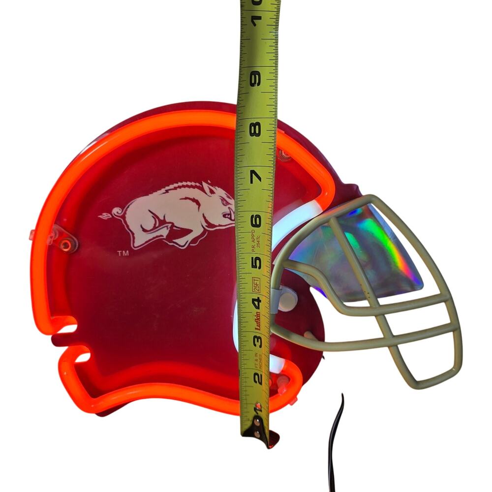 Arkansas Razorbacks Helmet Shaped Neon Sign Plug In Wall Hanging 10x8.5x3 Red - Picture 2 of 5